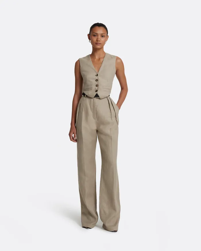 Women Tops Safiyaa Lana Stone Waistcoat Stone