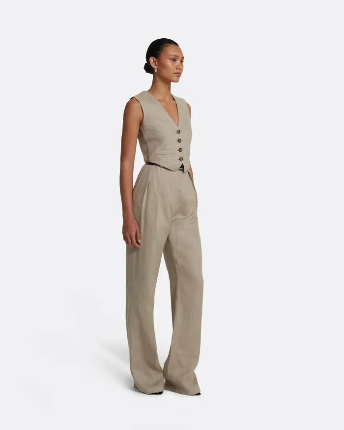 Women Tops Safiyaa Lana Stone Waistcoat Stone
