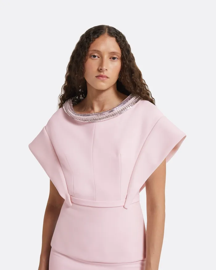 Women Tops Safiyaa Silvia Barely Pink Embroidered Top Barely Pink
