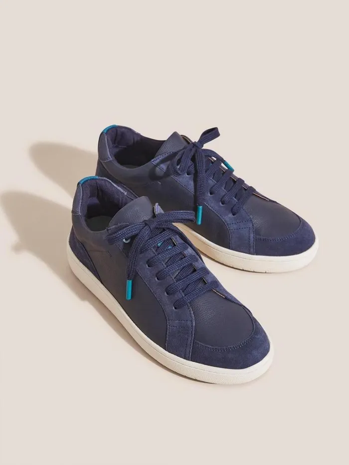 Women TRAINERS White Stuff Leather Suede Trainer Navy Multi