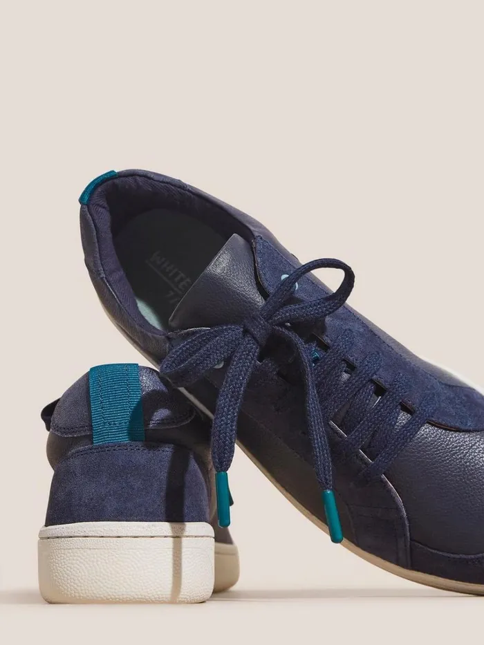 Women TRAINERS White Stuff Leather Suede Trainer Navy Multi