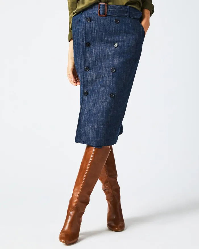 Women Trench Skirt Navy Billy Reid Bottoms