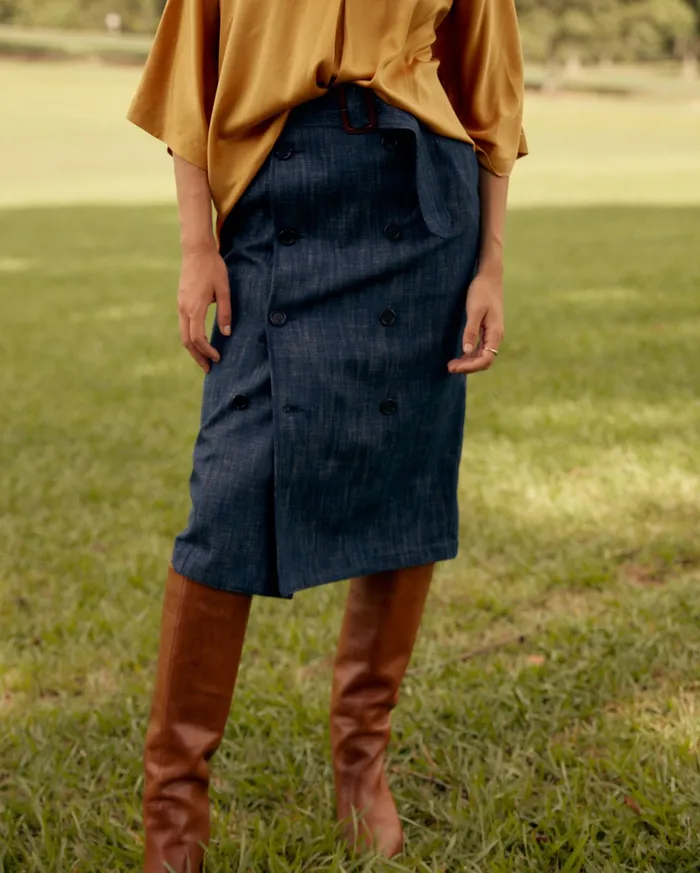 Women Trench Skirt Navy Billy Reid Bottoms