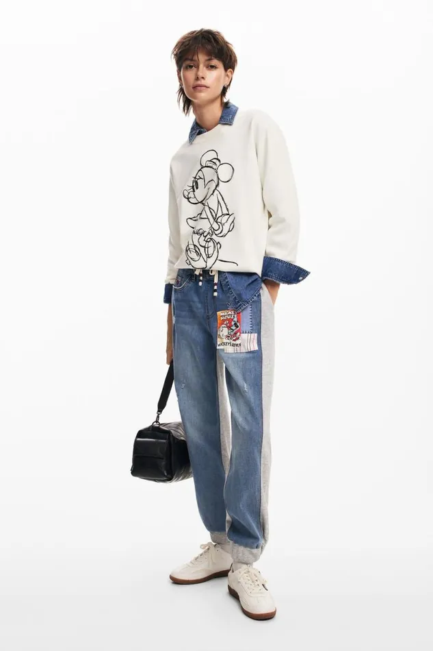Women Trousers Desigual Combined Mickey Mouse Jogger
