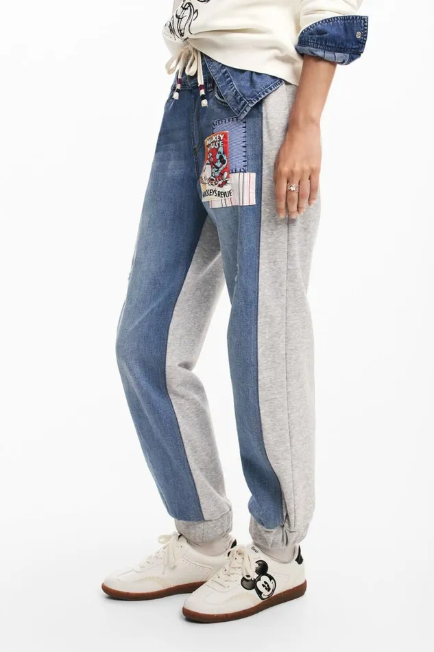 Women Trousers Desigual Combined Mickey Mouse Jogger