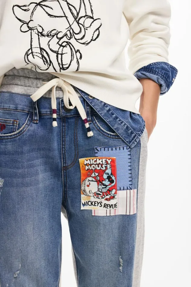 Women Trousers Desigual Combined Mickey Mouse Jogger