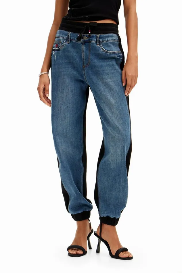 Women Trousers Desigual Contrast Jogger Jeans