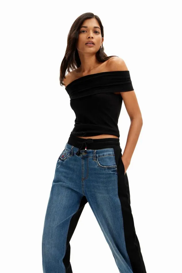 Women Trousers Desigual Contrast Jogger Jeans