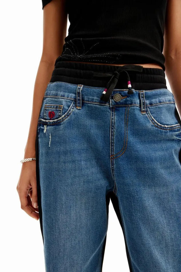 Women Trousers Desigual Contrast Jogger Jeans