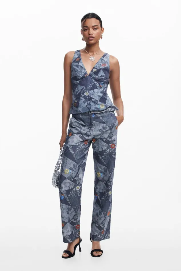 Women Trousers Desigual Patchwork Pants
