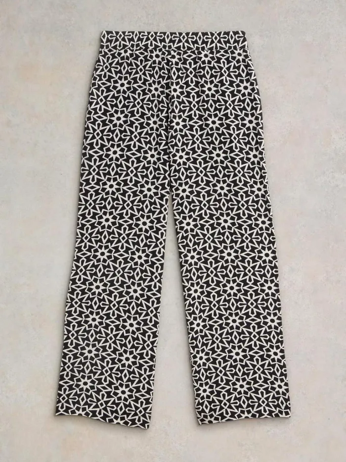 Women TROUSERS White Stuff Belle Crinkle Wide Leg Trouser Black Print Women TROUSERS White Stuff Belle Crinkle Wide Leg Trouser Black Print