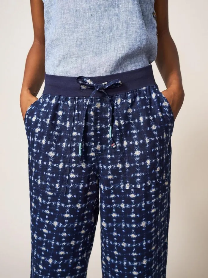 Women TROUSERS White Stuff Effie Linen Trouser Navy Multi Women TROUSERS White Stuff Effie Linen Trouser Navy Multi