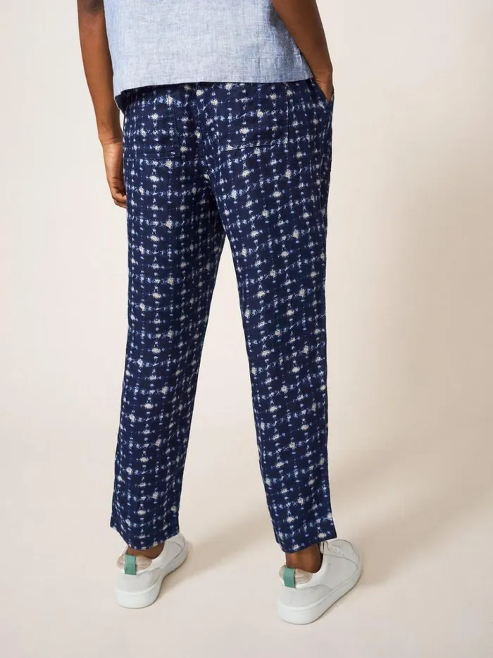 Women TROUSERS White Stuff Effie Linen Trouser Navy Multi Women TROUSERS White Stuff Effie Linen Trouser Navy Multi