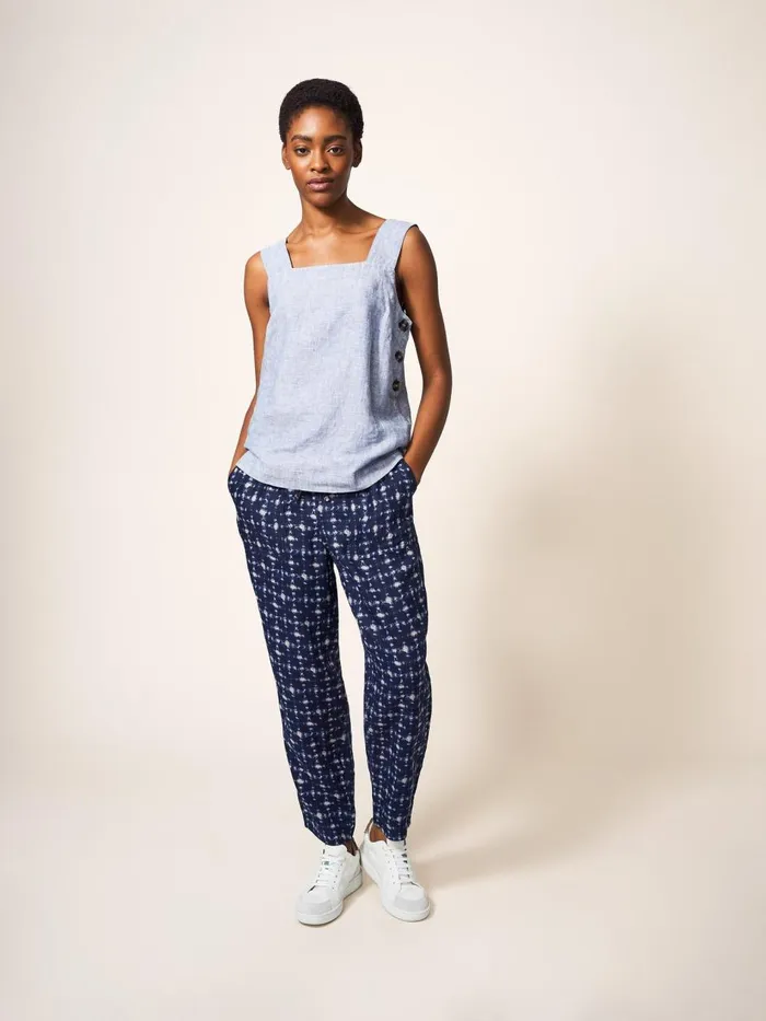 Women TROUSERS White Stuff Effie Linen Trouser Navy Multi Women TROUSERS White Stuff Effie Linen Trouser Navy Multi