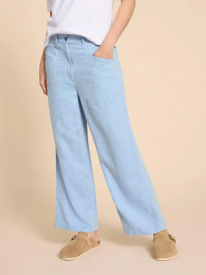 Women TROUSERS White Stuff Harper Linen Blend Trouser Chambray Blue