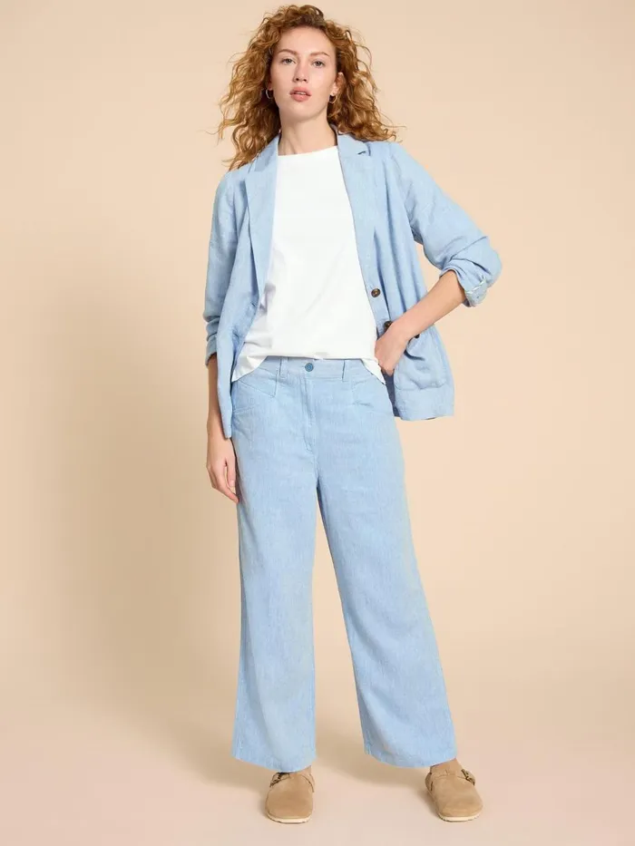 Women TROUSERS White Stuff Harper Linen Blend Trouser Chambray Blue Women TROUSERS White Stuff Harper Linen Blend Trouser Chambray Blue