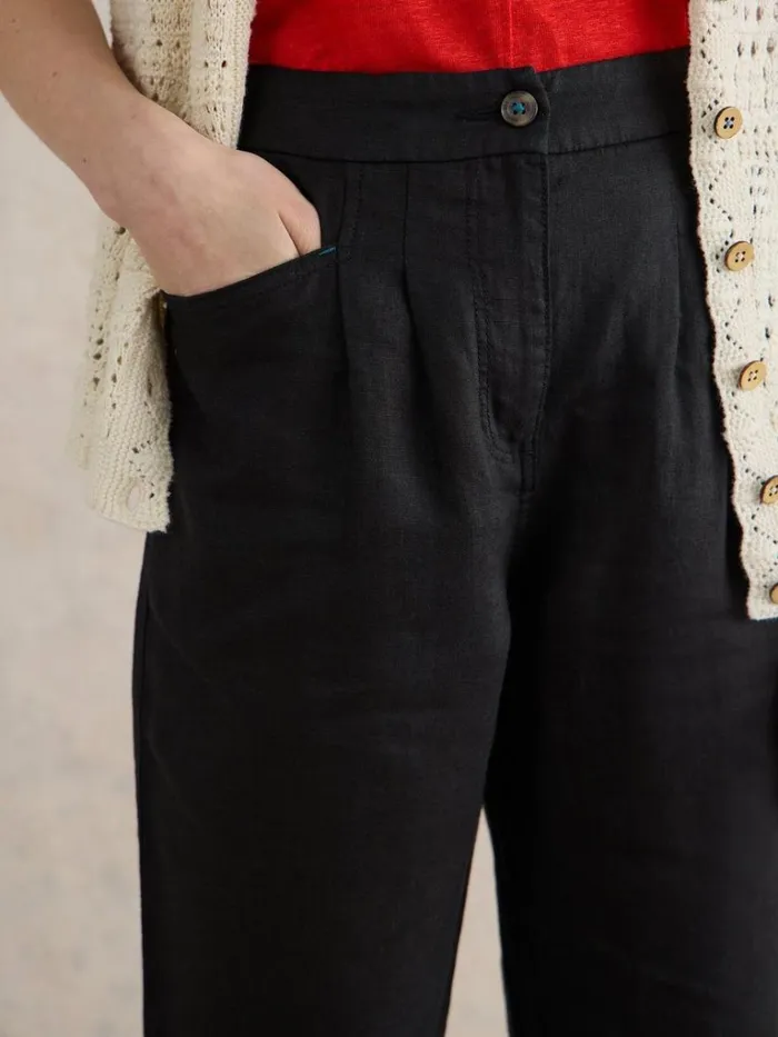 Women TROUSERS White Stuff Rowena Linen Trouser Pure Black