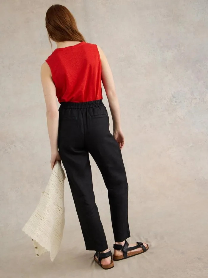 Women TROUSERS White Stuff Rowena Linen Trouser Pure Black