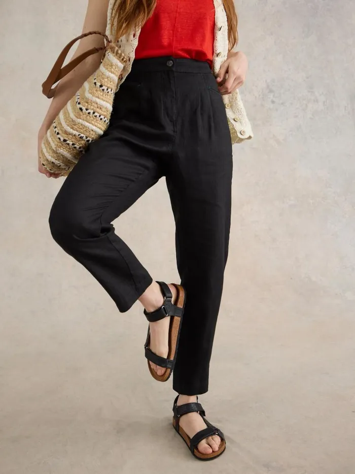 Women TROUSERS White Stuff Rowena Linen Trouser Pure Black