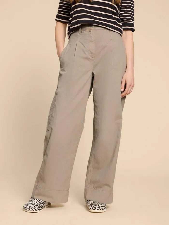 Women TROUSERS White Stuff Wide Leg Carlie Cargo Trouser Light Natural