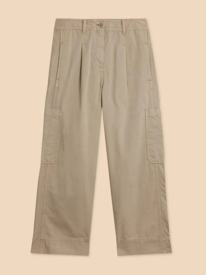 Women TROUSERS White Stuff Wide Leg Carlie Cargo Trouser Light Natural Women TROUSERS White Stuff Wide Leg Carlie Cargo Trouser Light Natural