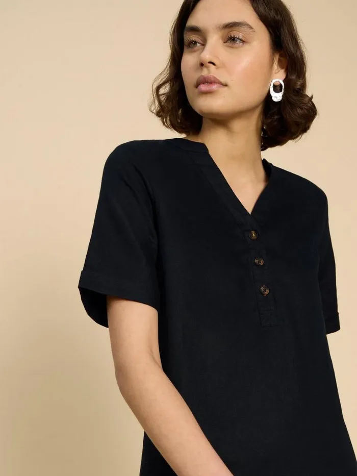 Women TUNICS White Stuff Lina Linen Tunic Pure Black