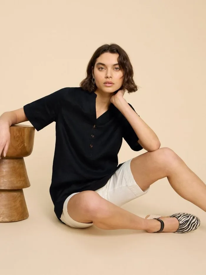 Women TUNICS White Stuff Lina Linen Tunic Pure Black