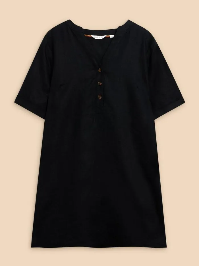 Women TUNICS White Stuff Lina Linen Tunic Pure Black