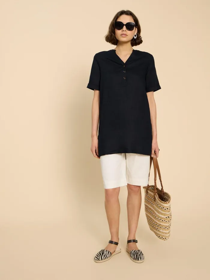 Women TUNICS White Stuff Lina Linen Tunic Pure Black