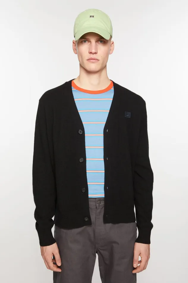 Women Vneck Cardigan Black Acne Studios Knitwear