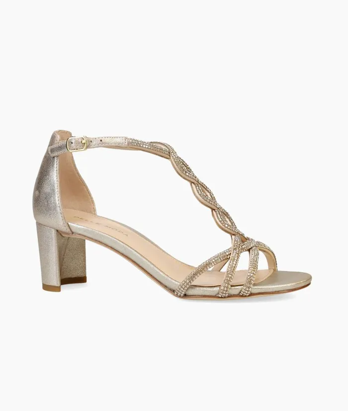Women Vae Low Heel 8211 Gold Pelle Moda Low Heels