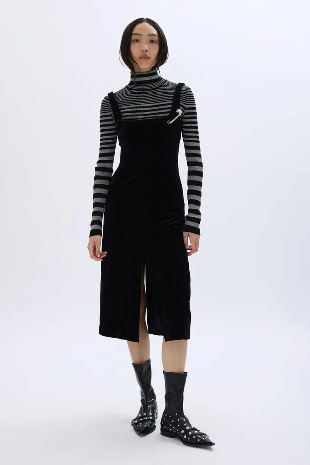 Women Velvet Sleeveless Dress Black Black Sonia Rykiel Short Dresses