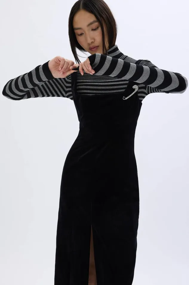 Women Velvet Sleeveless Dress Black Black Sonia Rykiel Short Dresses