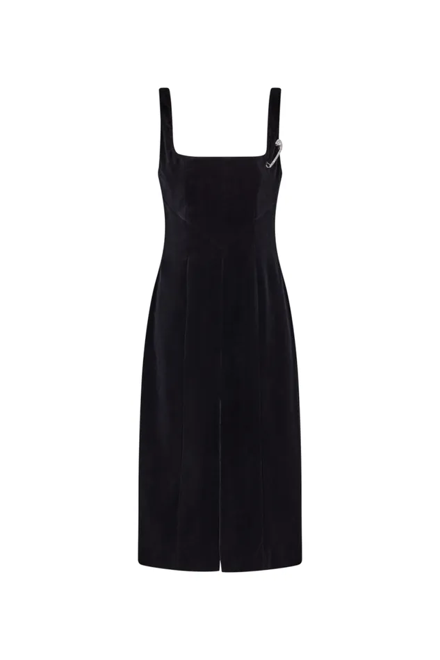 Women Velvet Sleeveless Dress Black Black Sonia Rykiel Short Dresses
