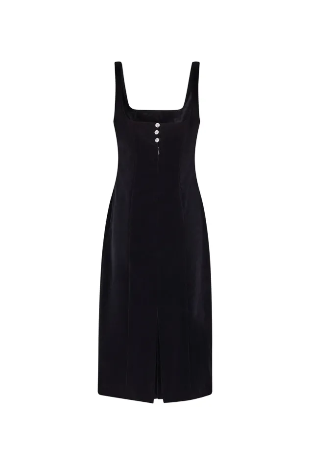 Women Velvet Sleeveless Dress Black Black Sonia Rykiel Short Dresses