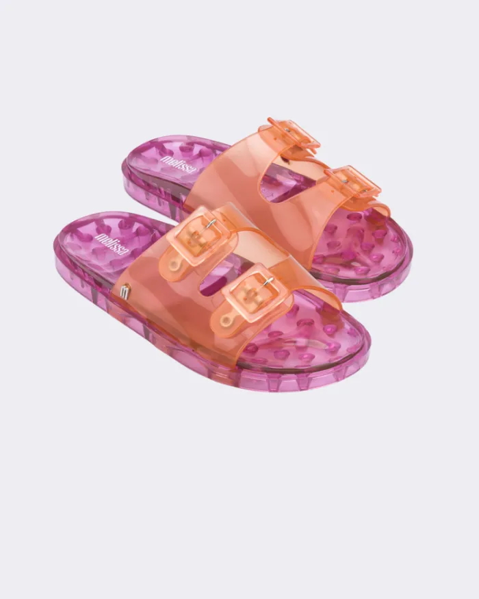 Women Wide Slide Orangepink Clear Melissa Slides