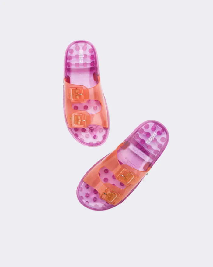 Women Wide Slide Orangepink Clear Melissa Slides