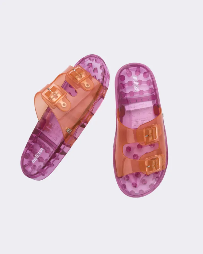 Women Wide Slide Orangepink Clear Melissa Slides