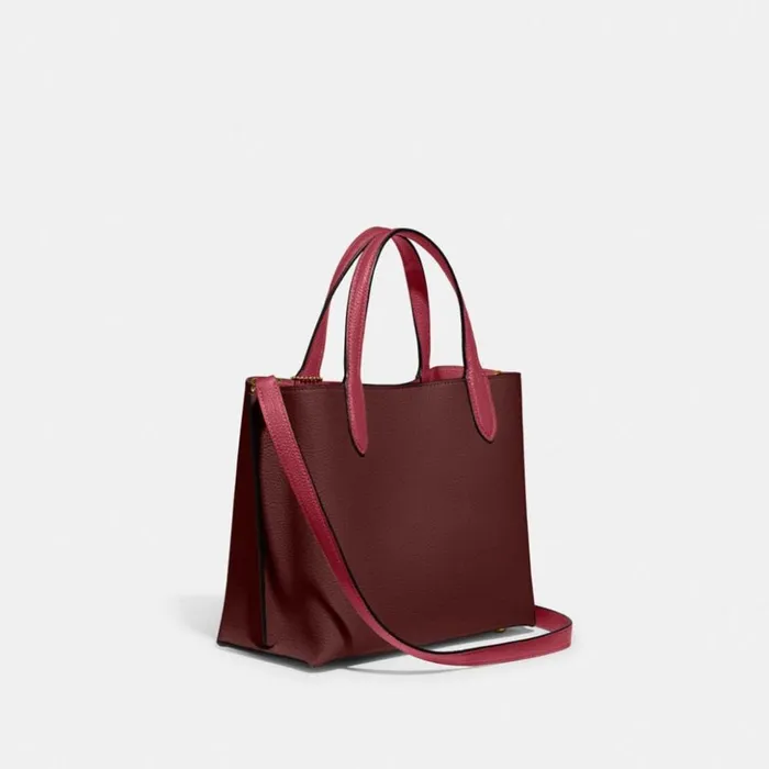 Women Willow Tote 24 In Colorblock Brasswine Coach Totes and Carryalls