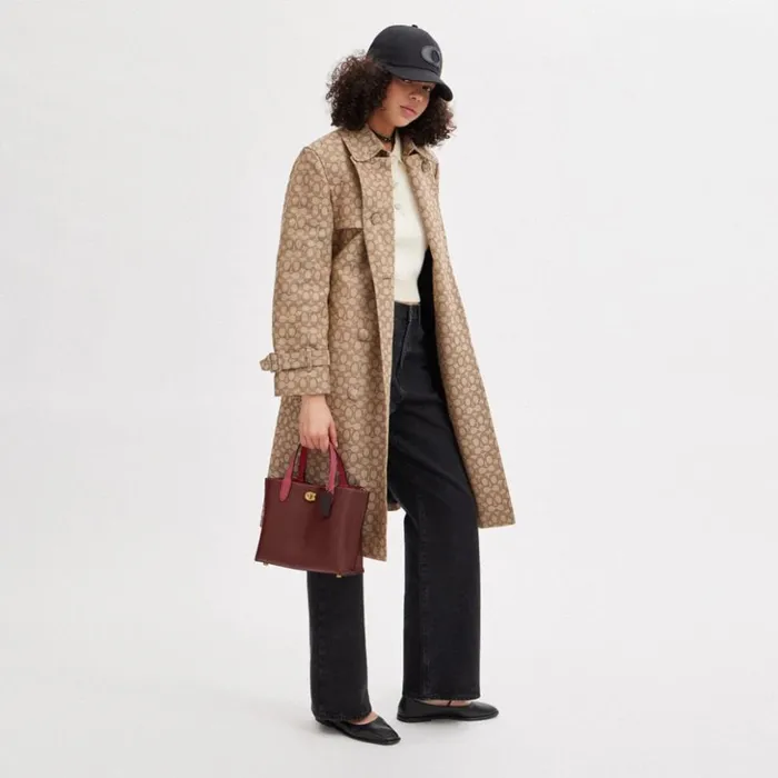 Women Willow Tote 24 In Colorblock Brasswine Coach Totes and Carryalls