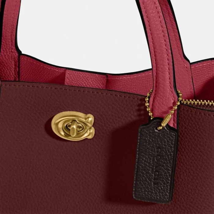 Women Willow Tote 24 In Colorblock Brasswine Coach Totes and Carryalls