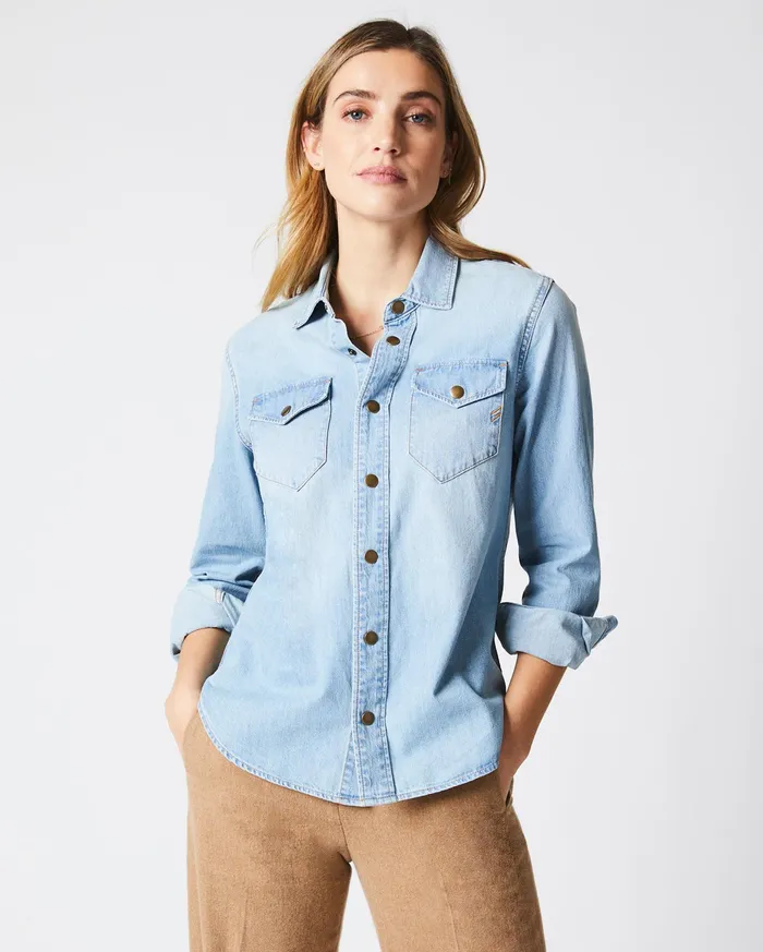 Women Women039s Shoals Denim Shirt Denim Wash Billy Reid Tops
