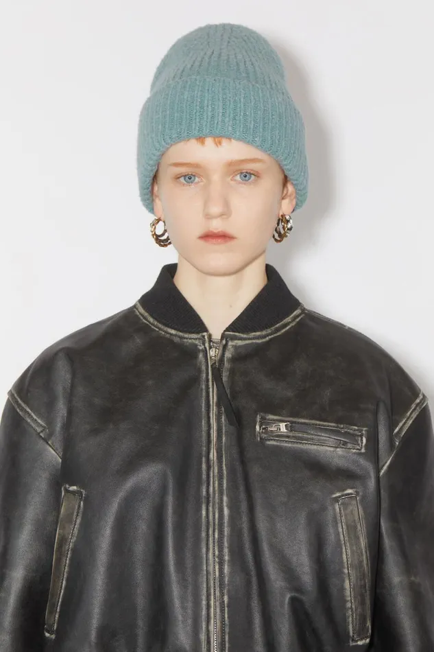 Women Wool Blend Beanie Mineral Blue Acne Studios Hats