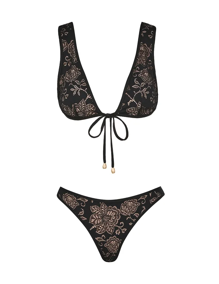 Women Zimmermann Bikinis Tallow Lace Tri Bikini Black