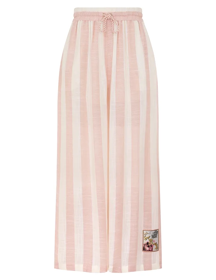 Women Zimmermann Clothing Acacia Wide Leg Pant Pinkcream Stripe