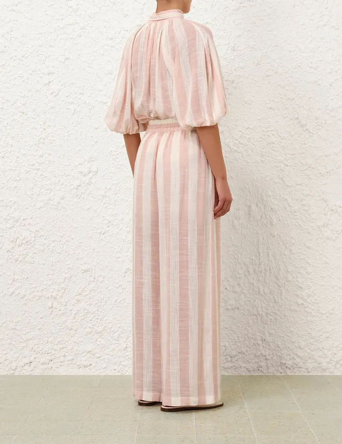 Women Zimmermann Clothing Acacia Wide Leg Pant Pinkcream Stripe