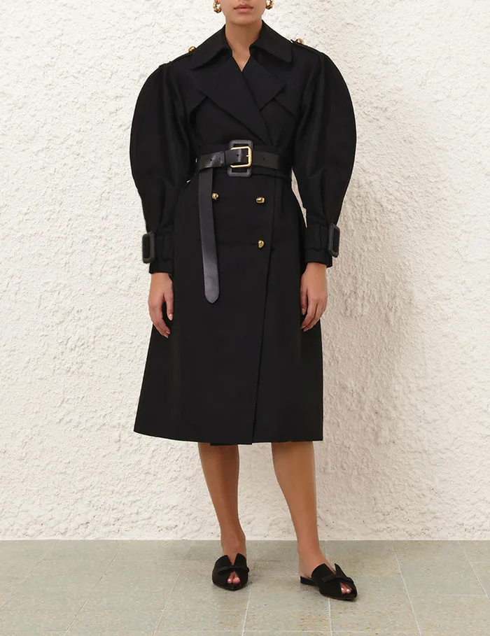 Women Zimmermann Clothing Crush Barrel Trench Coat Black