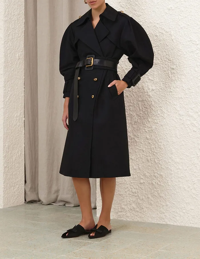 Women Zimmermann Clothing Crush Barrel Trench Coat Black