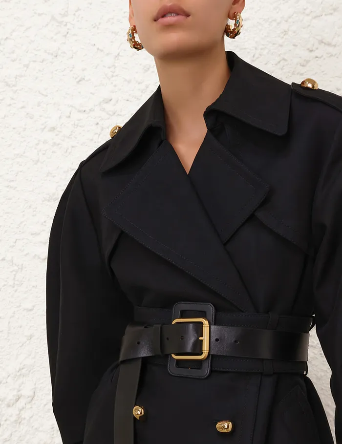 Women Zimmermann Clothing Crush Barrel Trench Coat Black