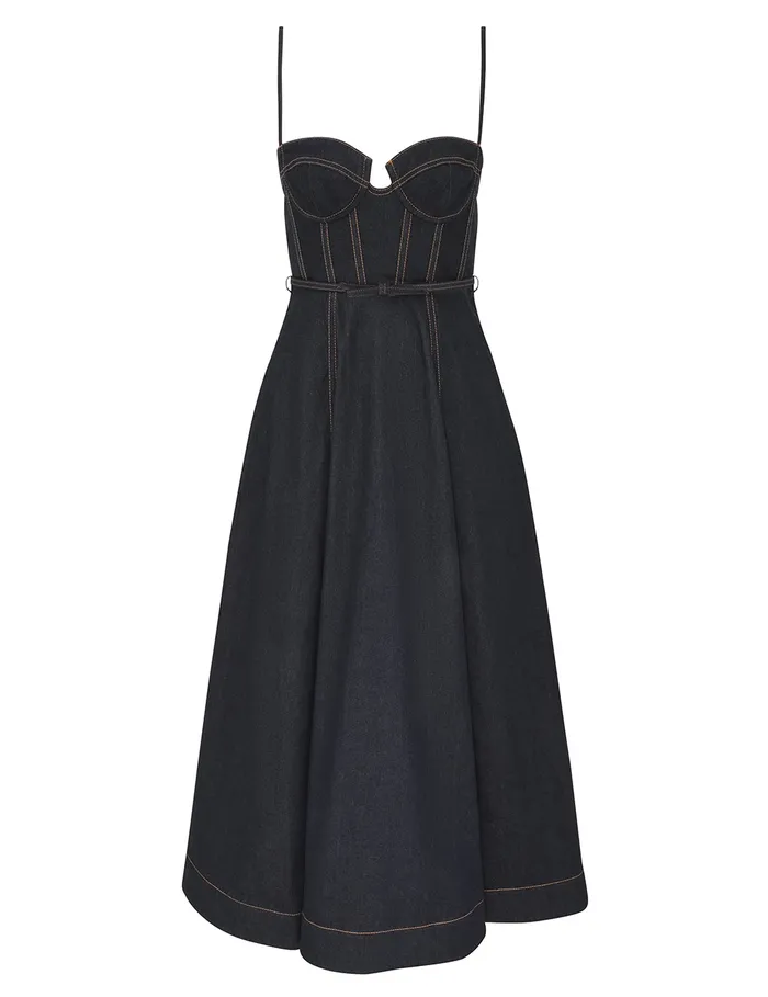 Women Zimmermann Clothing Crush Denim Corset Dress Night Sky